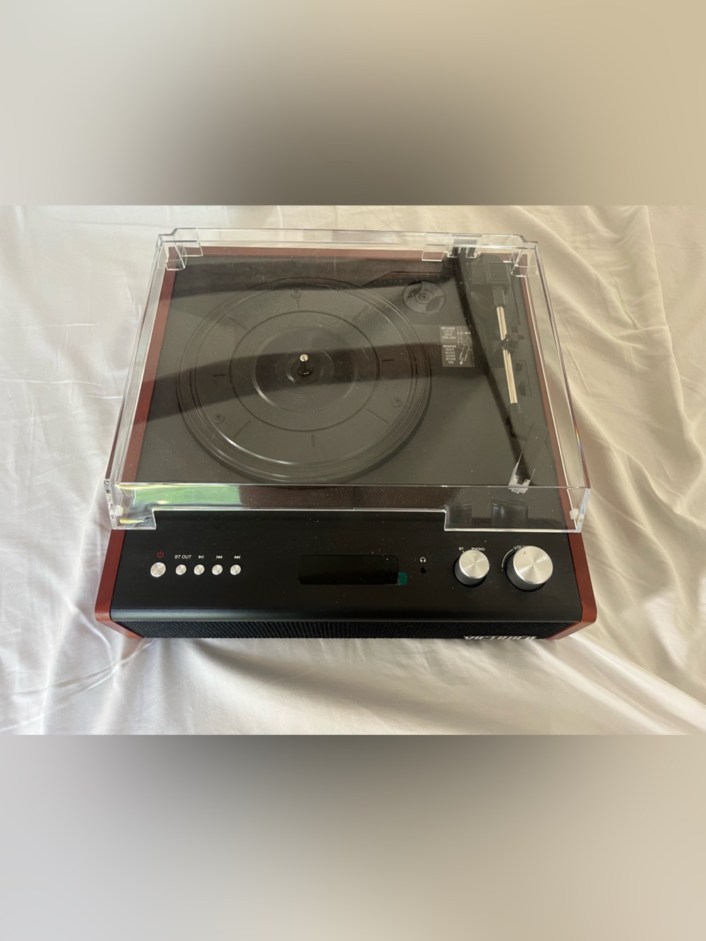 Victrola Record Player with Wood-Tone Accents